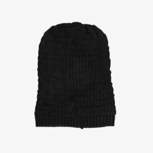 Unisex Black Self Design Beanie