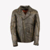 BELTLESS BROWN COW-HIDE LEATHER FASHION JACKET