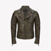 BROWN BIKER STYLE SHEEP LEATHER JACKET