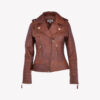 Women’s Leather Biker Jacket Tan