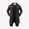 Mens Shearling Black Leather Coat