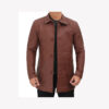 Real Brown Leather Car Coat Mens