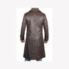 Mens Rorschach Distressed Brown Travelling Winter Long Trench Leather Coat